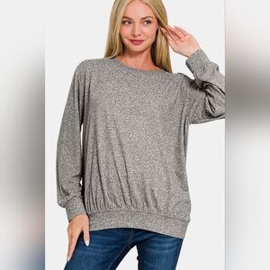 Zenana Full Size Melange Round Neck Top
